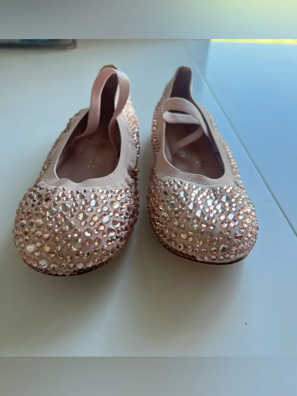 Kate Spade Violette Mary Jane Ballet Flats Rhinestones Mochi Pink Size 7.5 NWOT